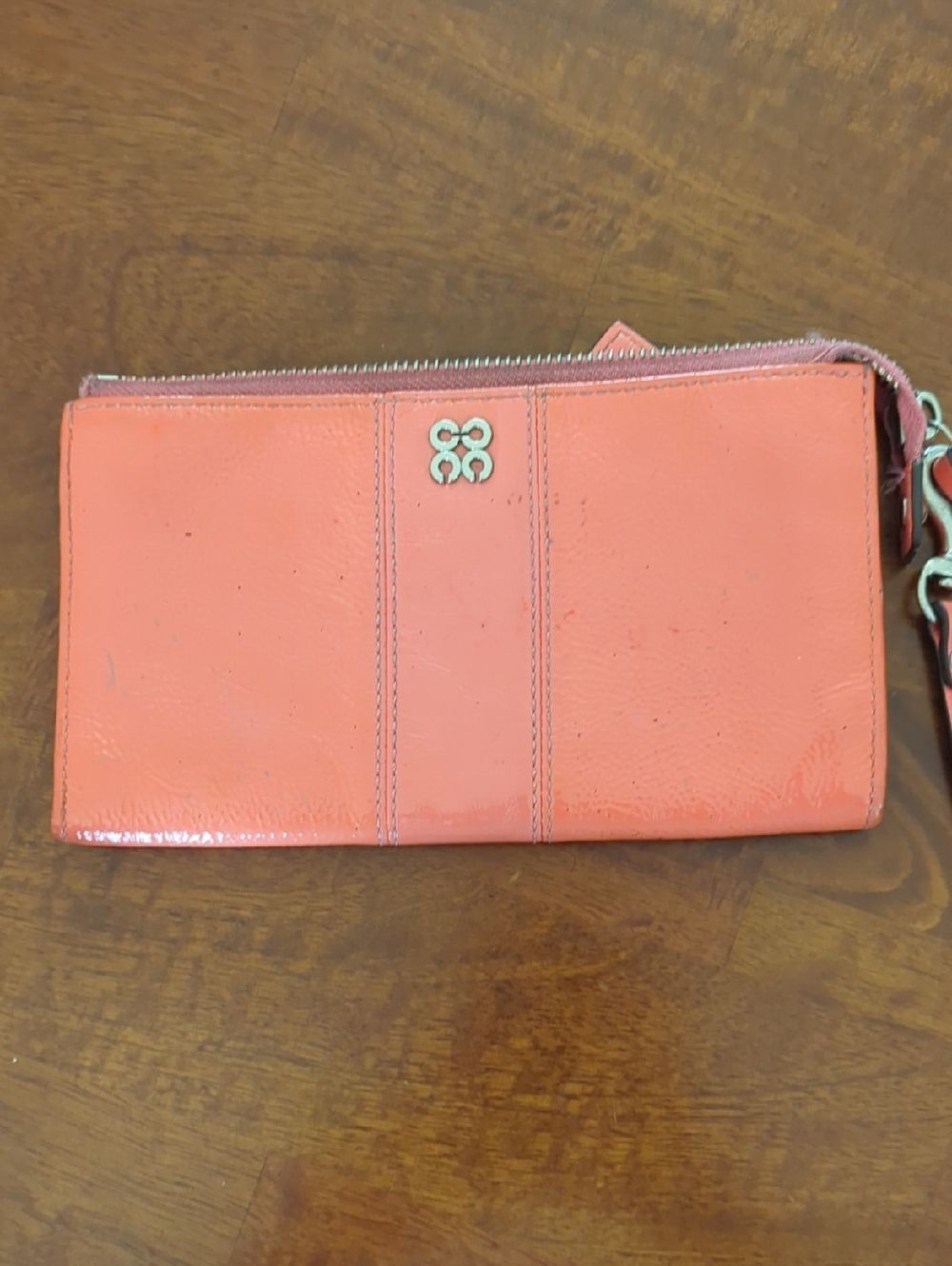 Coral Patent Leather Wristlet Wallet - Unknown Brand